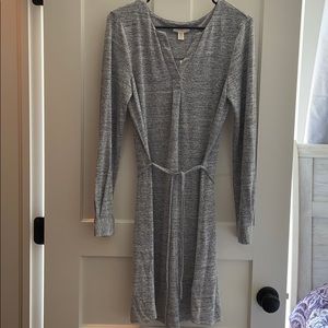 Grey long sleeve tunic shirt dress